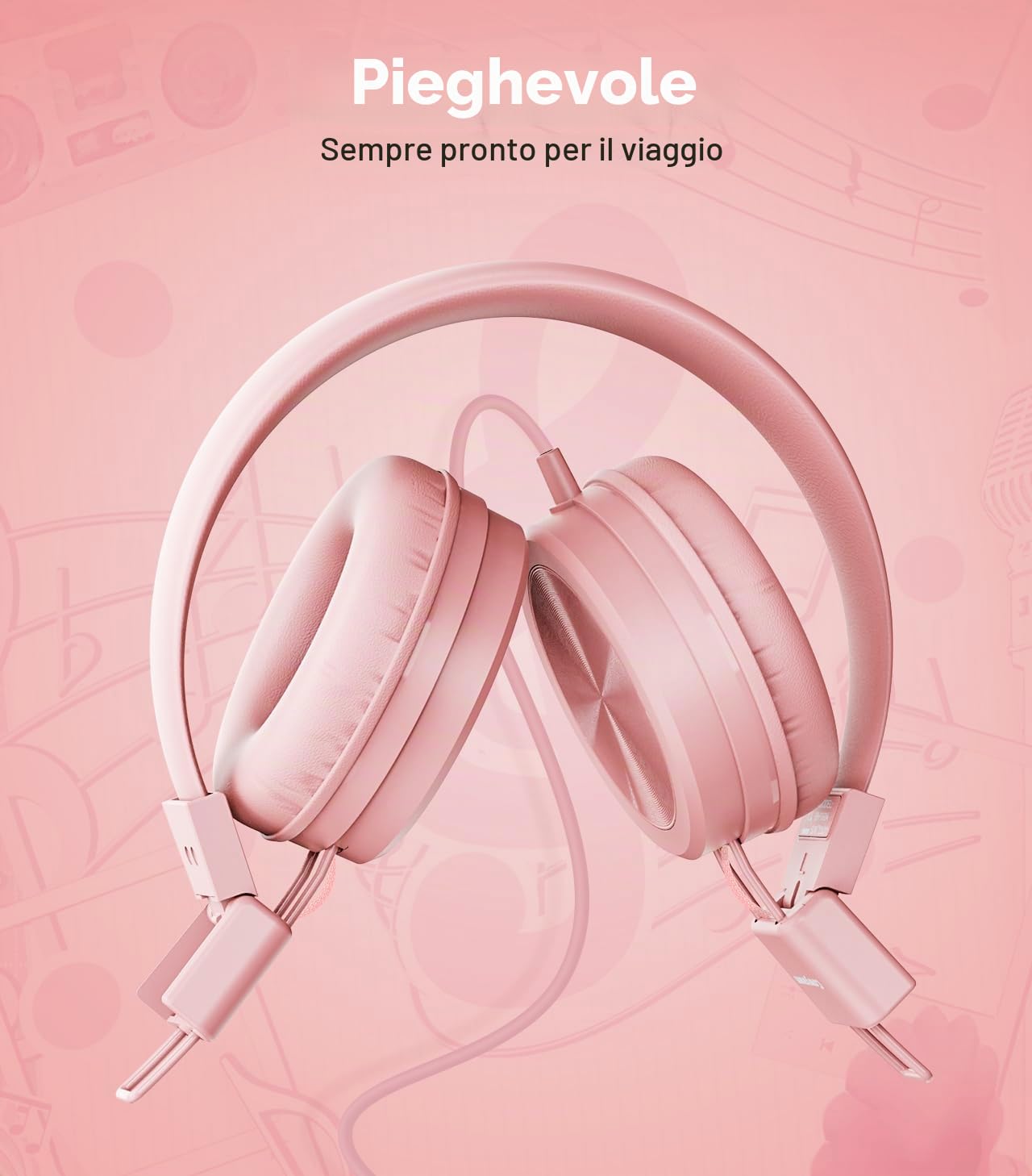 Cowyawn Cuffie per bambini, con limitatore di volume sicuro 94 dB, cuffie cablate per la scuola per bambini, design regolabile e flessibile, per ragazzi e ragazze
