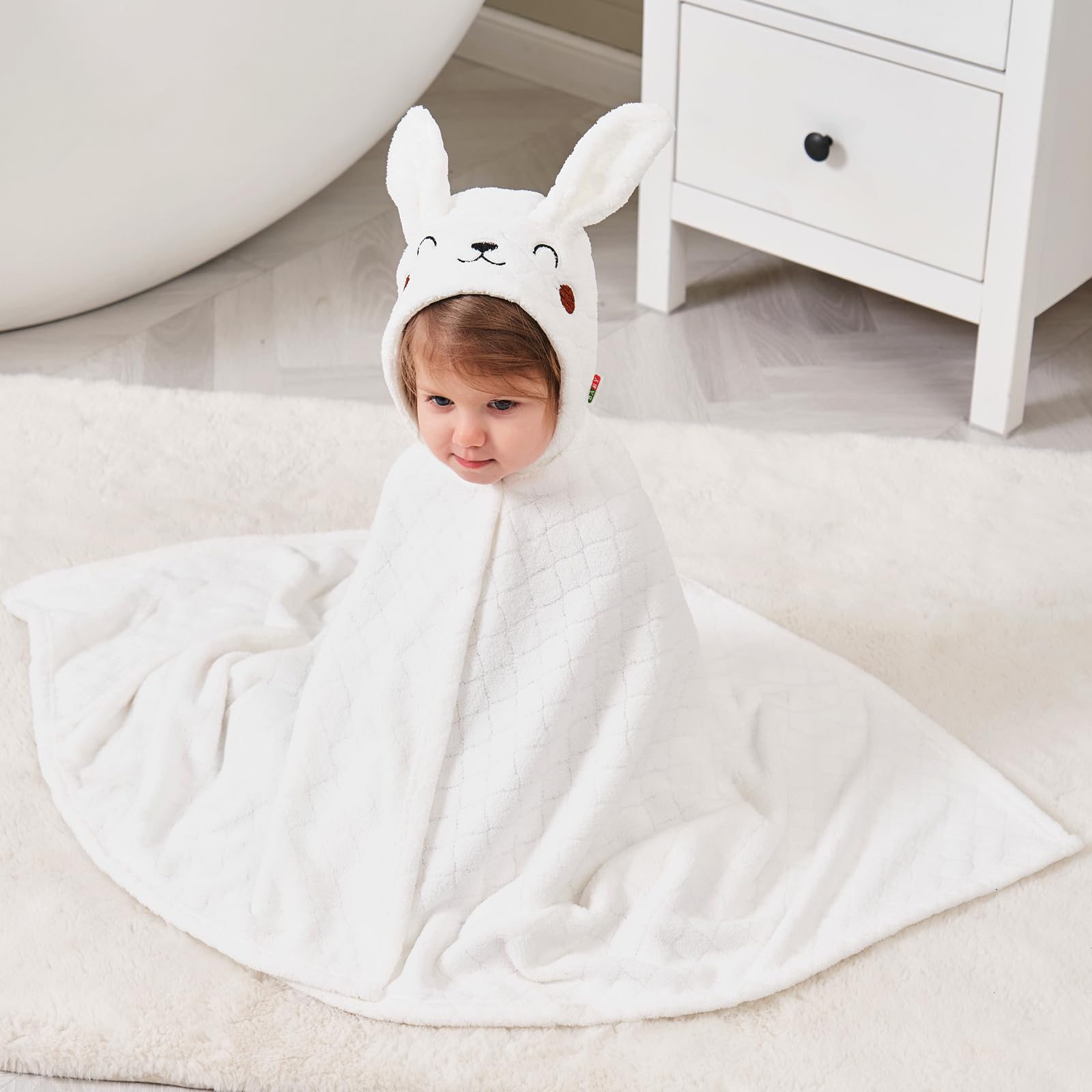Toallas de baño con capucha para niños, paquete de 2 toallas absorbentes suaves con capucha para bebé, toallas gruesas de 50 x 32 pulgadas con capucha, toallas de baño para niños con capucha para