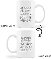 Vista 4 de ASL - Taza educativa de cerámica con lenguaje de señas americano, 11 onzas, taza de té con leche, con asa, regalos de diversidad e inclusión