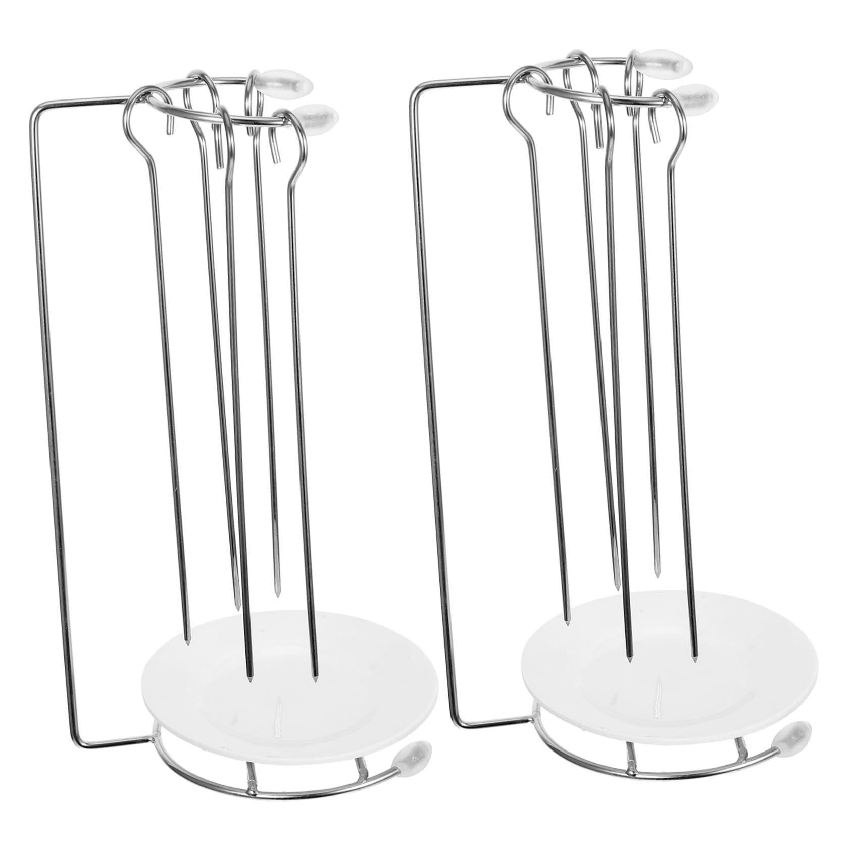 Gatuida 2 Juegos Soporte para Brochetas de Acero Inoxidable Resistente con Bandeja Antigoteo para Barbacoa para Colgar Pinchos de Carne Reuniones y Picnic al Aire