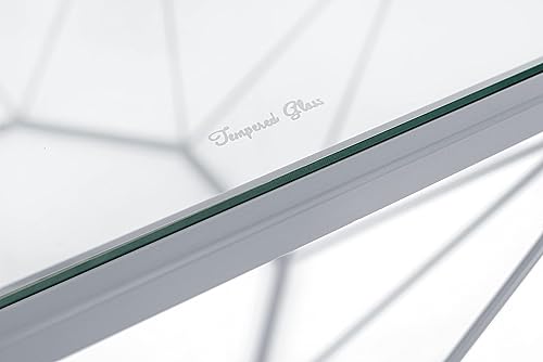 Miniatura 6 de LeisureMod Malibu - Mesa de centro octágono de 31 pulgadas, moderna mesa de cristal templado con parte superior de cristal templado y marco