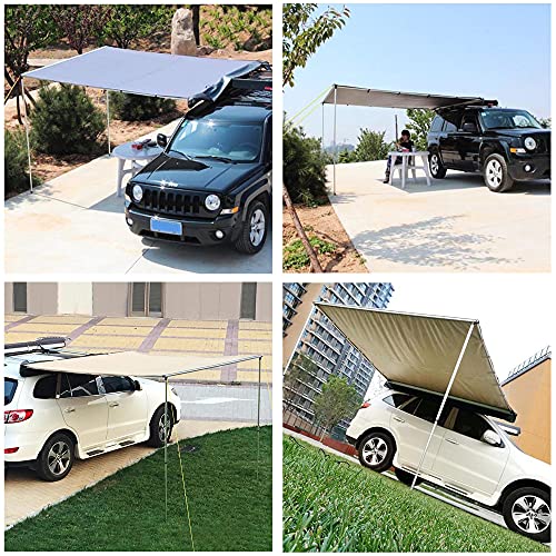 Yescom 7.6'X8.2' Uv50+ Car Side Awning Rooftop Pull Out Tent Shade Shelter Pu2000Mm For Outdoor Camping Suv Travel Grey #TOP1