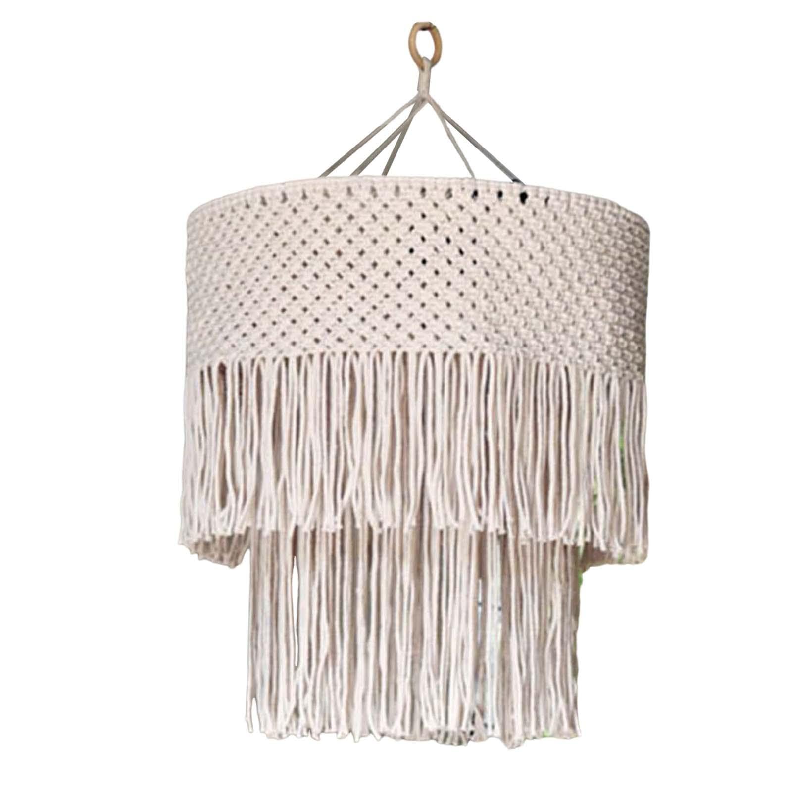LOVIVER Macrame Lamp Shade Pendant Light Shade Only Light Cover Hanging Lamp Decoration Chandelier Cover Hanging Lampshade for Bedroom Living Room, 40cmx50cm