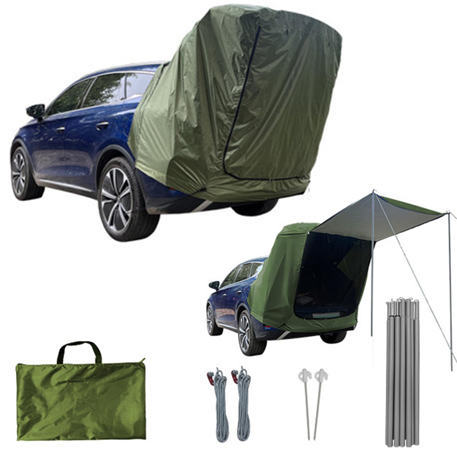 Toldo para Autocaravana con Paredes Laterales, Toldo Impermeable y Resistente al Viento con 4 Paredes, Incluye Mosquiteras. Mástiles y Bolsa de Transporte (5)