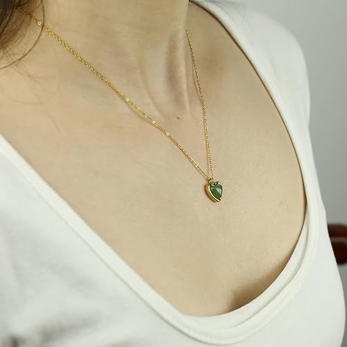 Miniatura 3 de Jade Heart Necklace for Women,Valentines Gifts 18K Gold Heart Necklace for Women as Jade Jewelry for Women or Green Necklace for Birthday Gifts for
