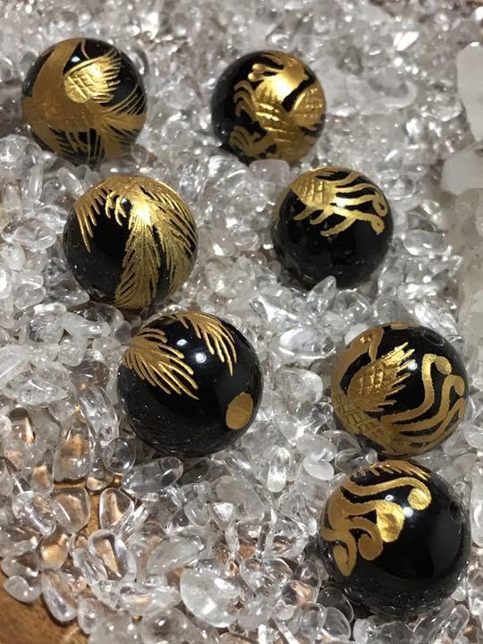 ブラックオニキス 四神獣彫刻 数珠 念珠 男性用 16㎜ 18玉 ブラックオニキス 四神獣彫刻 数珠 念珠 男性用 16㎜ 18玉