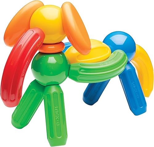 Miniatura 3 de STICK O Basic - Juego de construcción magnético de 30 piezas, colores del arcoíris, juguete educativo de construcción STEM a partir de 18 meses