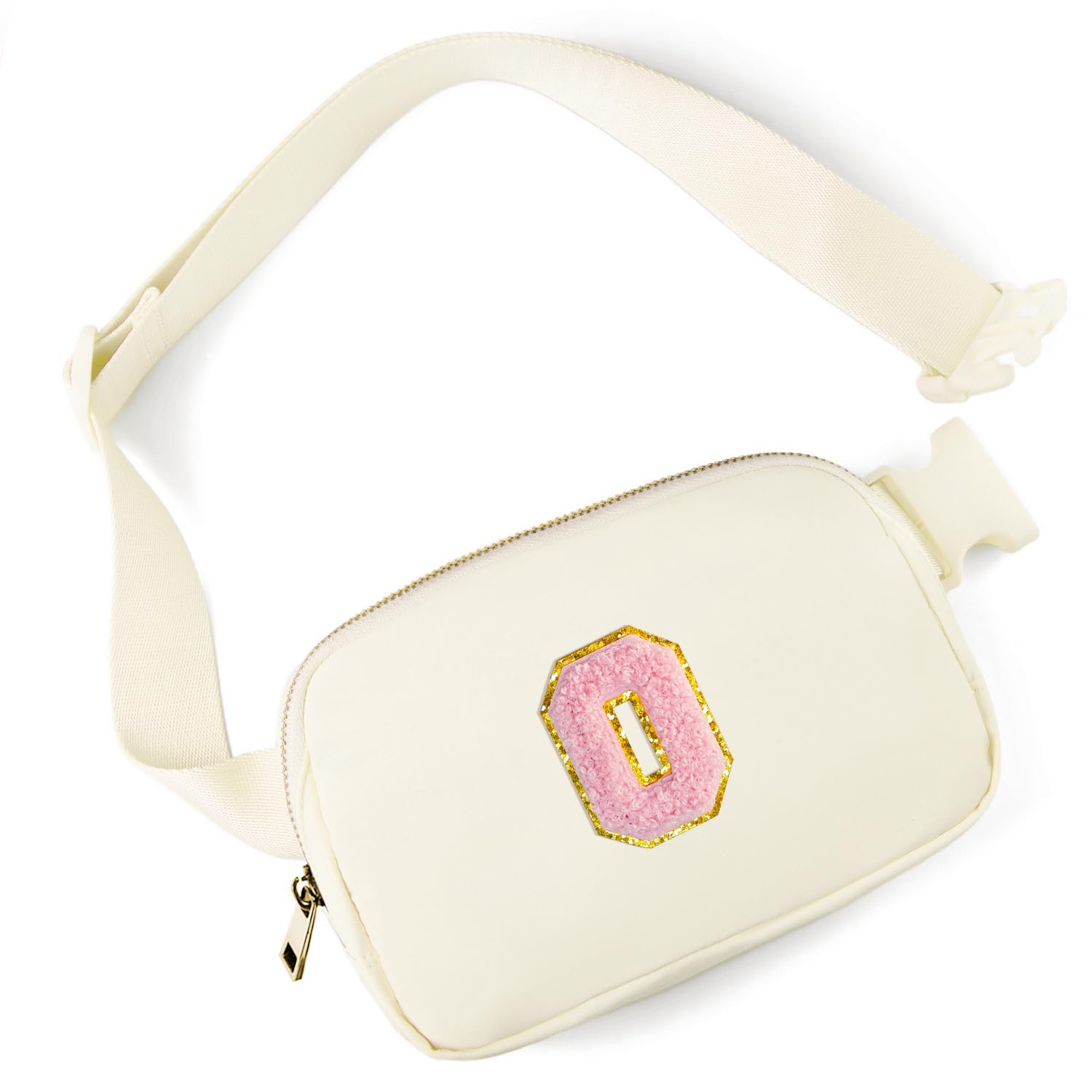 Gitus Gifts for 7 8 9 10 11 Year Old Girls Belt Bag Fanny Pack Crossbody Bags with Initial Letter Patch Birthday Gifts for Daughter Sister Friends Teen girls (Ivory-O)