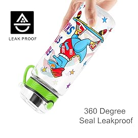 Home Tune Cute Water Bottle for School Kids Girls, BPA FREE Tritan & Leak Proof & Easy Clean & Carry Handle, 23oz/ 680ml (Skateboarding)
