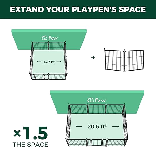 Miniatura 2 de FXW - Paneles de cerca para perros, 2 paneles de 32 pulgadas de altura, cerca de perros con 3 varillas resistentes, accesorios de cercas para casas