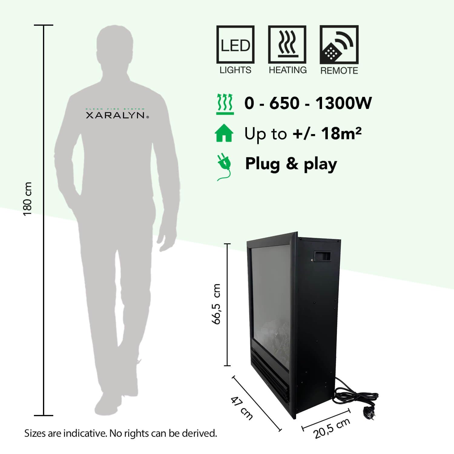 Elektrokamin - Elski - 1300 Watt Heizung - mit Fernbedienung - Einbaukamin - Dekokamin - Plug und Play