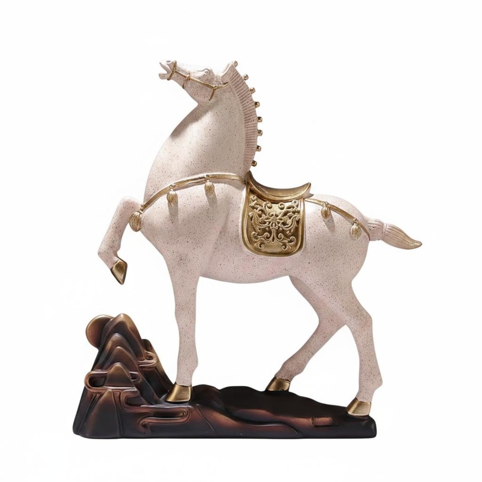 KESOTO Statue Cheval Décoratif Sculpture Ornement Figurine Résine avec Style Artistique Contemporain et Finition Soignée Convient au Salon Entrée Console Bureau Cadeau Décoratif, Tacheté, sans Socle