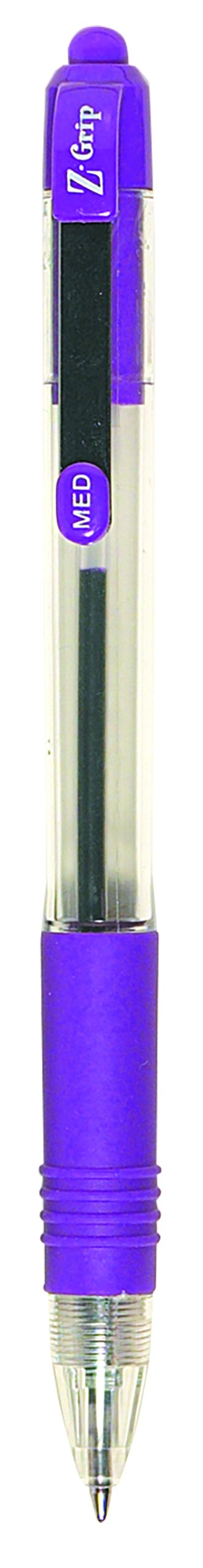 Zebra Z-Grip Retractable Ballpoint Pen, 1.0mm, Violet, 12 Pack (22180)