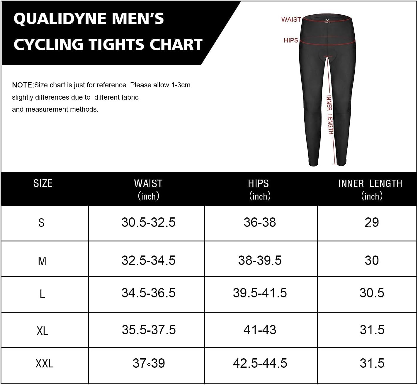 qualidyne Men's Cycling Bike Pants 3D Padded Winter Thermal Cycling Tights Outdoor Riding Bicycle Leggings : Clothing, Shoes & Jewelry