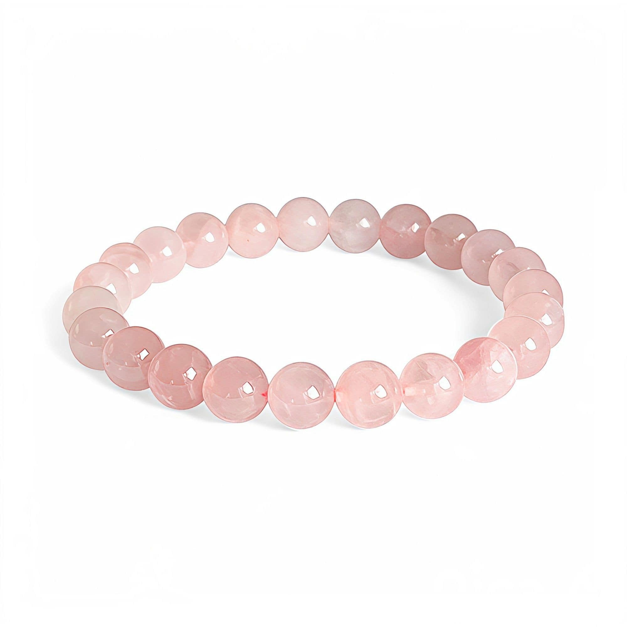 Pulsera Elástica De Cuarzo Rosa - Piedra Curativa, Para Mujer, Regalo Espiritual