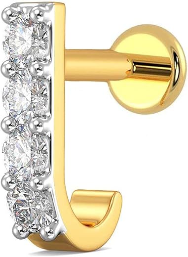 VAMA FASHIONS Premium Gold Plated White Stone Pierced Screw Nosepin Piercing Hole Type Nose Ring Stud For Girls & Women