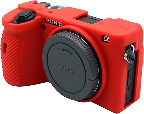 Funda para cámara Sony A6600 Alpha 6600 ILCE-6600 sin espejo, antiarañazos, ajuste delgado, funda protectora de goma de silicona suave (rojo)