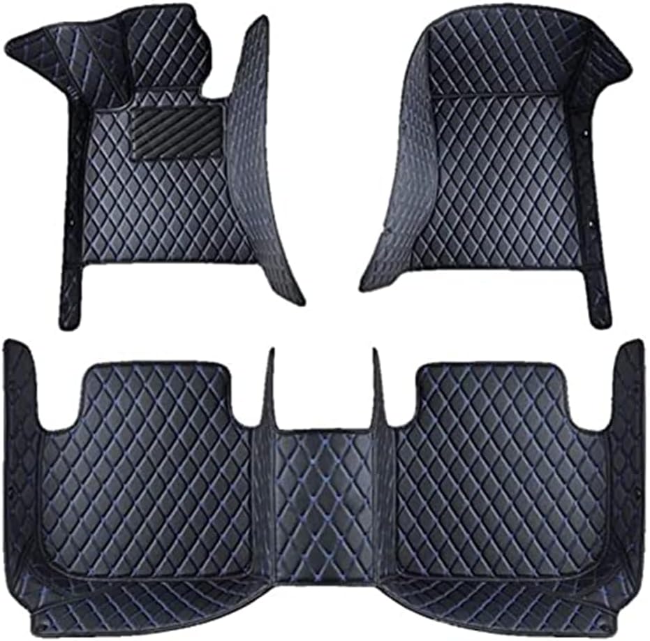 Custom Leather Car Floor Mats for Lotus Eletre 5 Seats 2023 2024 (RHD), Car Floor Mats Custom Full Coverage Front Rear Carpet Waterproof Non-Slip Floor Liner,D/Black and Blue