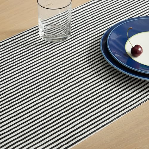 kate-spade-new-york-Hand-Painted-Shirting-Stripe-Reversible-Table-Runner-100-Cotton-CreamBlack-15×72 kate spade new york Hand Painted Shirting Stripe Reversible Table Runner 100 Cotton CreamBlack 15×72