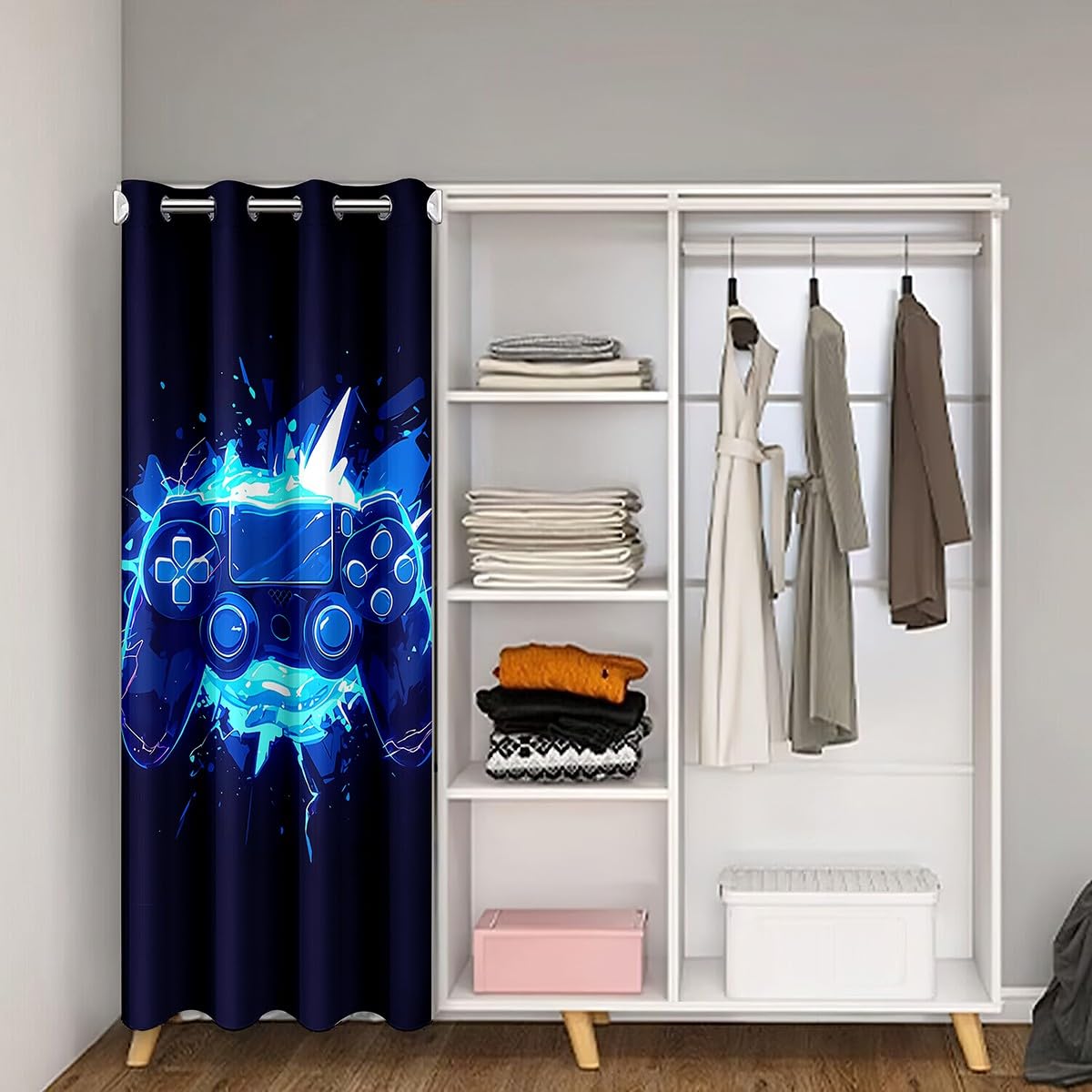 Loussiesd Gaming Türvorhang 106x203cm Moderne Spielkonsole Controller Vorhang für Innentür Raumteiler Gamer Vorhang für Tür Privatsphäre Mode Isolierter Wärmevorhang Gamepad