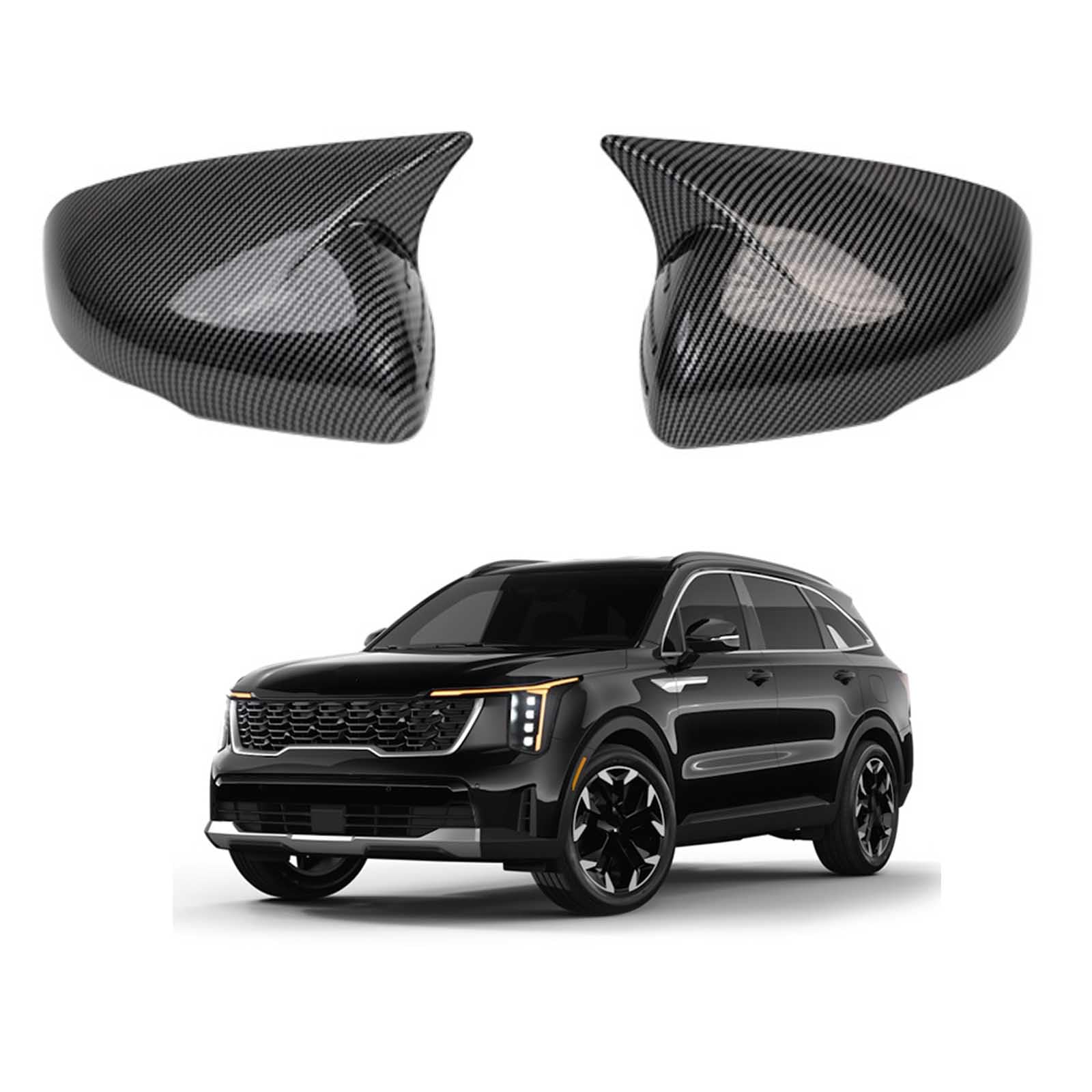 PAPEP Door Mirror Cover Caps for Kia Sorento 2021-2024, Left Right Side Wing Rearview Mirror Cover Lid 2 Pieces Exterior Styling Accessory,Carbon fiber texture