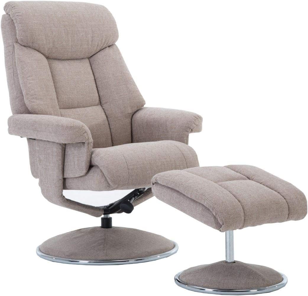 GFA Biarritz Soft Fabric Swivel Recliner Chair & Matching Footstool In
