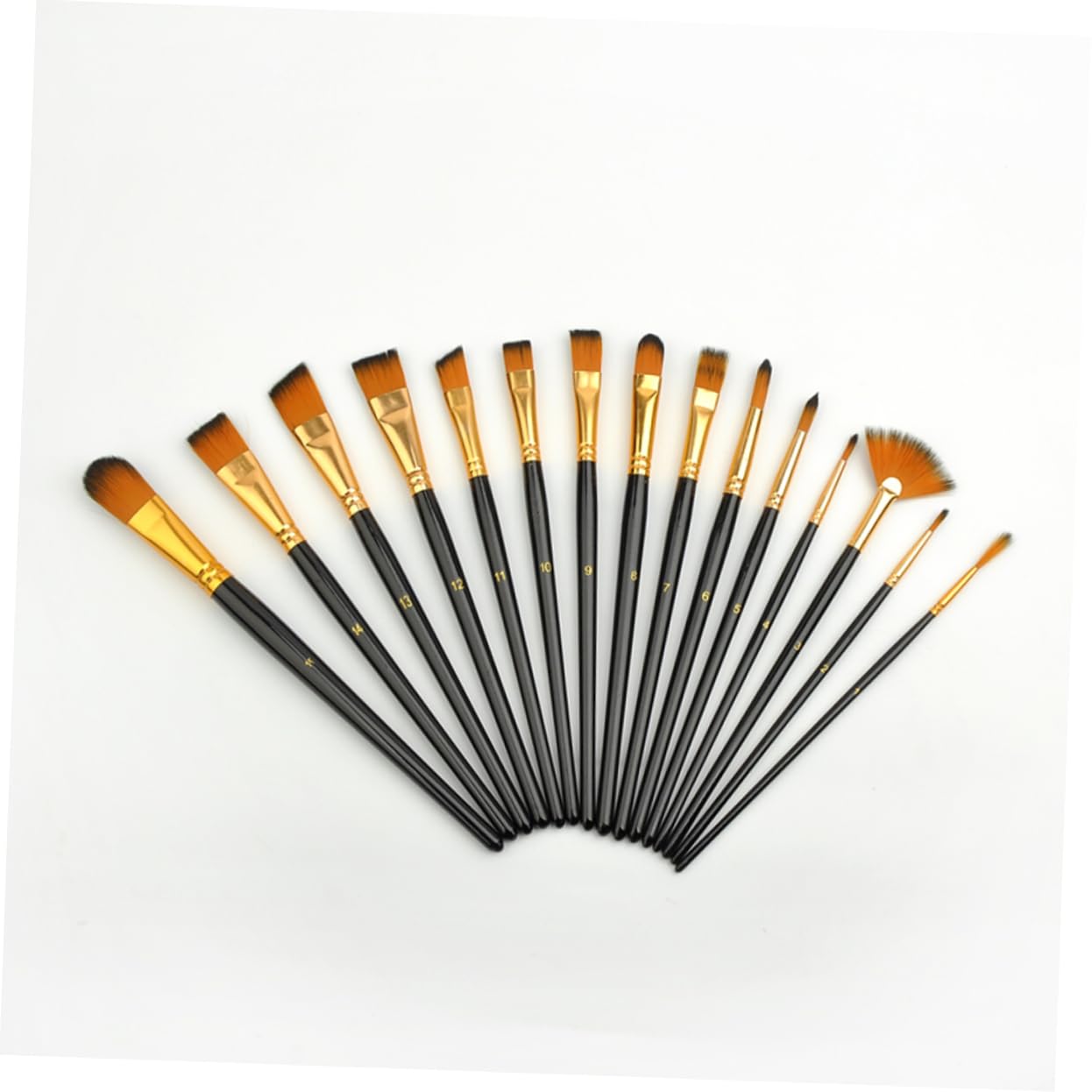SEWACC 15 Stück Künstlerpinsel mit Synthetischen Fasern Holzgriff Verschiedene Größen für Öl- Acryl und Aquarellmalerei Inkl Reißverschluss Etui für Schule und Reisen
