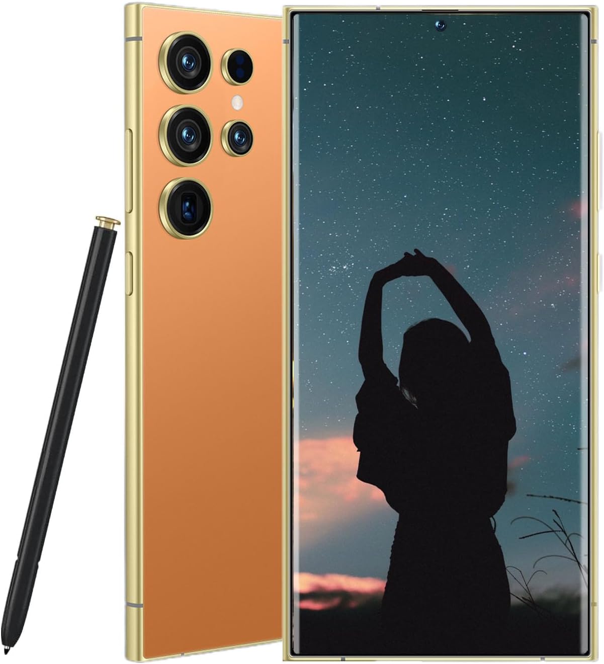 S24 Ultra, Unlocked Phones, 8GB+256GB Dual SIM Dual Standby, Android 14.0, 5G Cell Phone, 6800mAh Battery Fast Charging Mobile Phone, 6.8 Inch FHD+ 120Hz Screen (Orange)