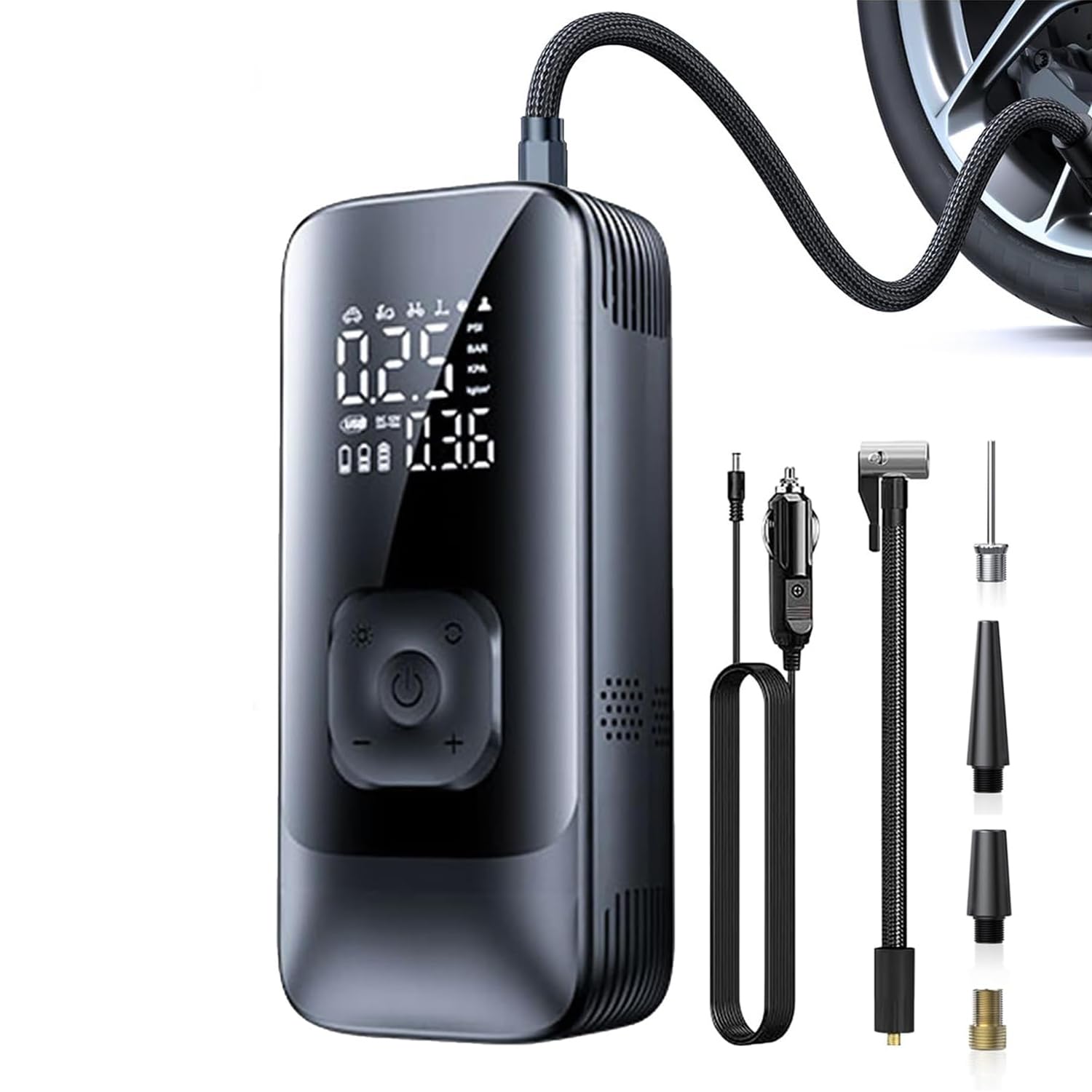 FGHCNH Tire Inflator for Ferrari F430 F430 Spider F430 Scuderia, 150PSI Portable Tire Inflator with LED Light Digital, Auto Shut-Off Air Pump for Car, Motorcycle, Bike and Ball