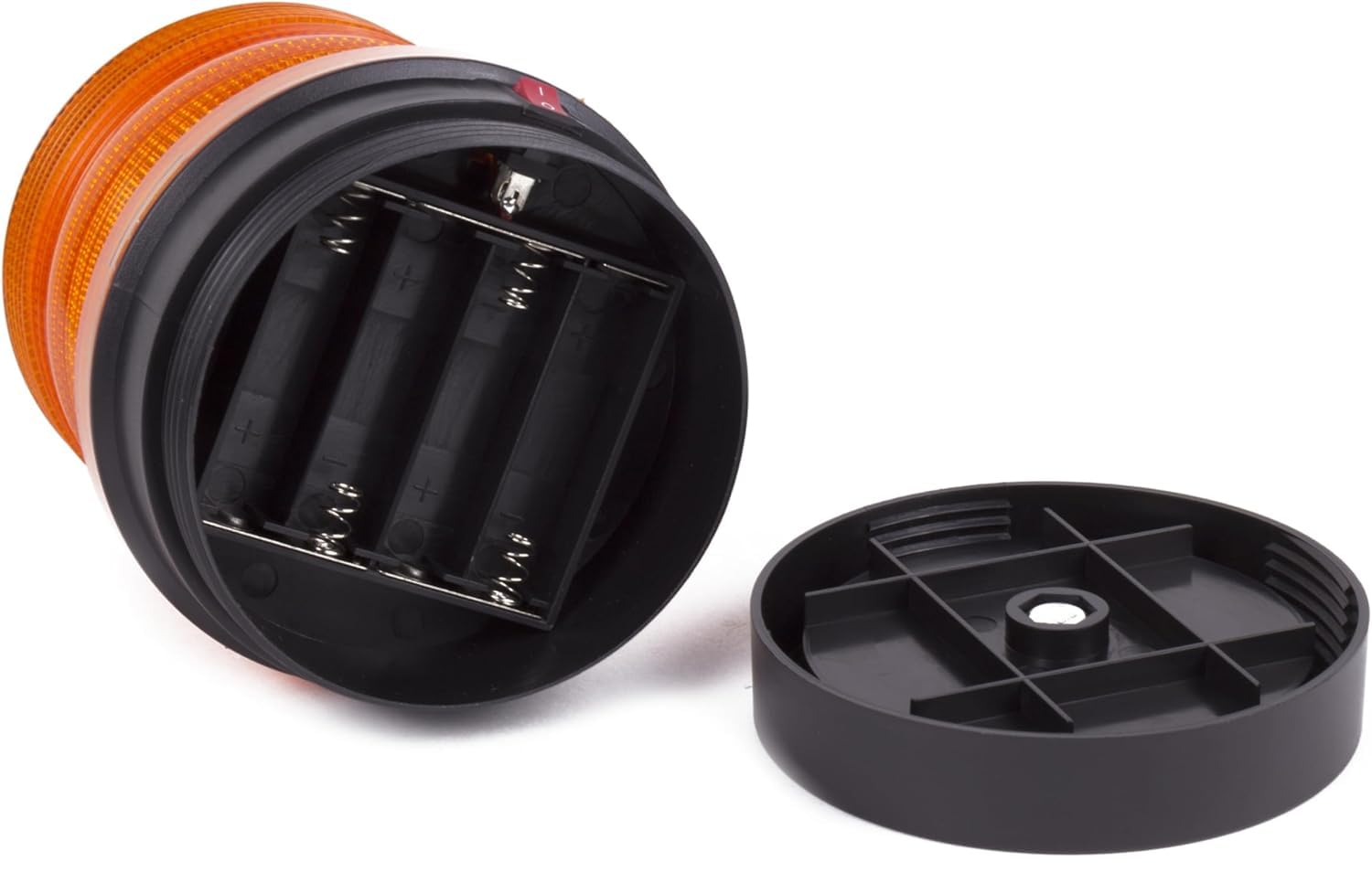 Gyrophare à LED Orange Flash Stroboscopique 12V-24V Sans Fil Autonome Batteries AA Fixation Magnétique Feu d'Avertissement Balise d'Urgence Piles AA