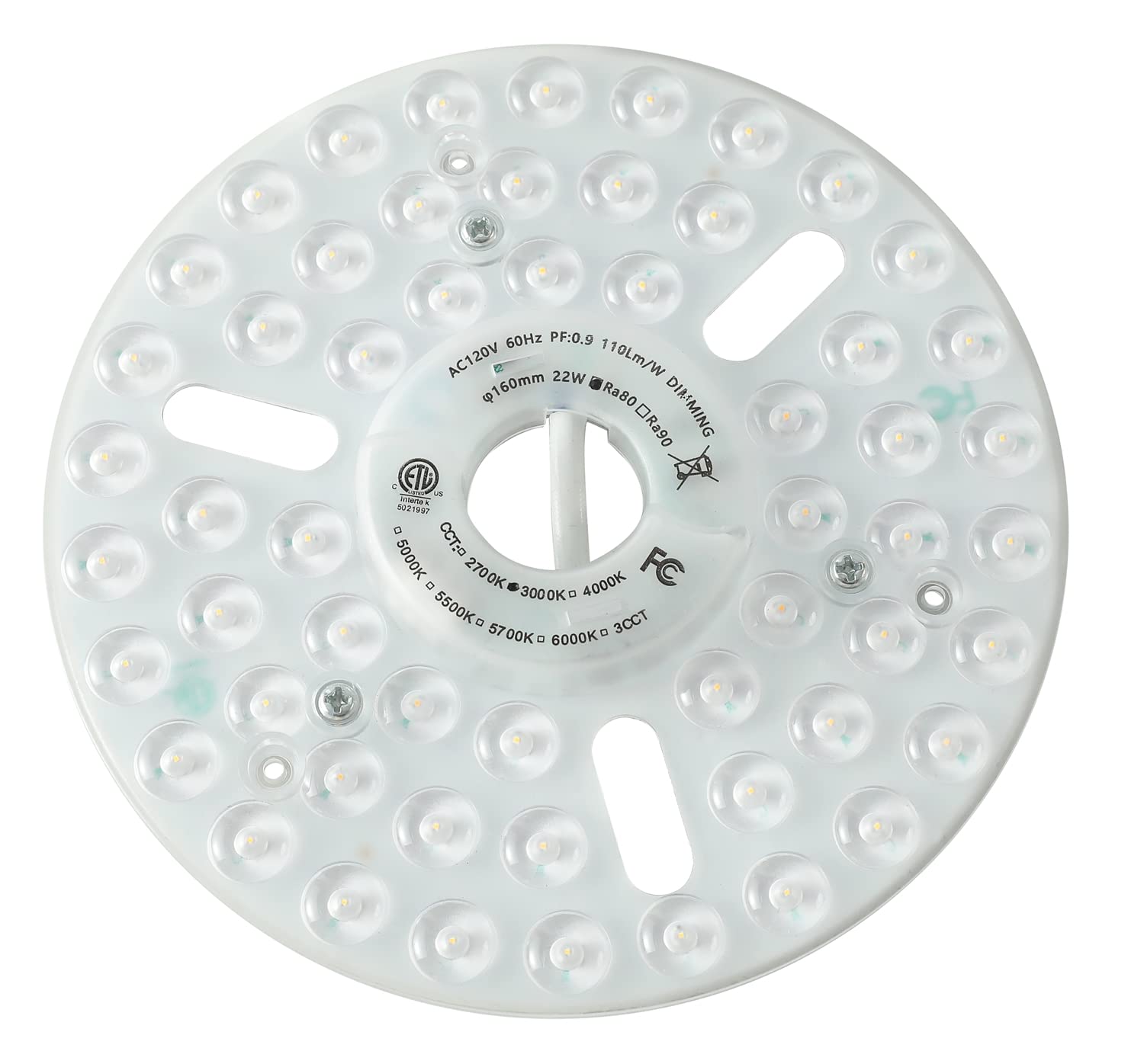 22W 6.3'' LED Retrofit Light Kit for Ceiling Fan Light Replacement Panel PCB Color Temperature Adjustable 3000K 4500K 6000K 2420LM 120V CRI90 Dimmable