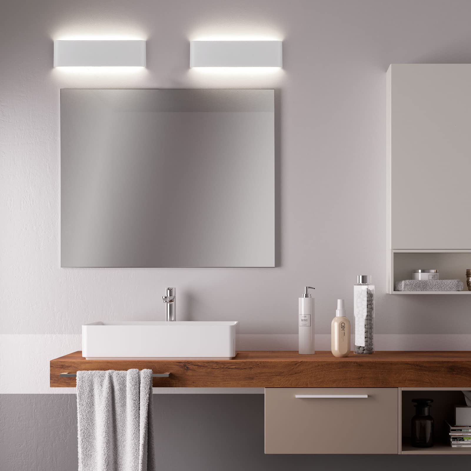 Klighten 2 Piezas Apliques Pared Interior 31cm 10W, Lamparas de Pared Aluminio Modernos, Luz Pared Para Salon Dormitorio Sala Pasillo Escalera, 910 LM, 4000K Blanco Natural, Blanco