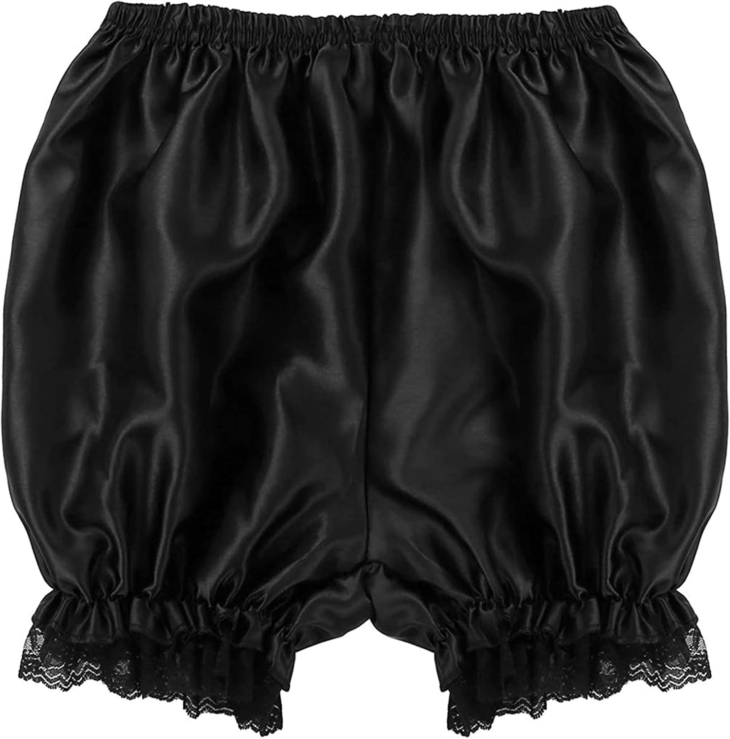 DRHOM Women's Satin Lace Trim Ruffles Pumpkin Pants Maid Bloomers Shorts Underwear - Image 3