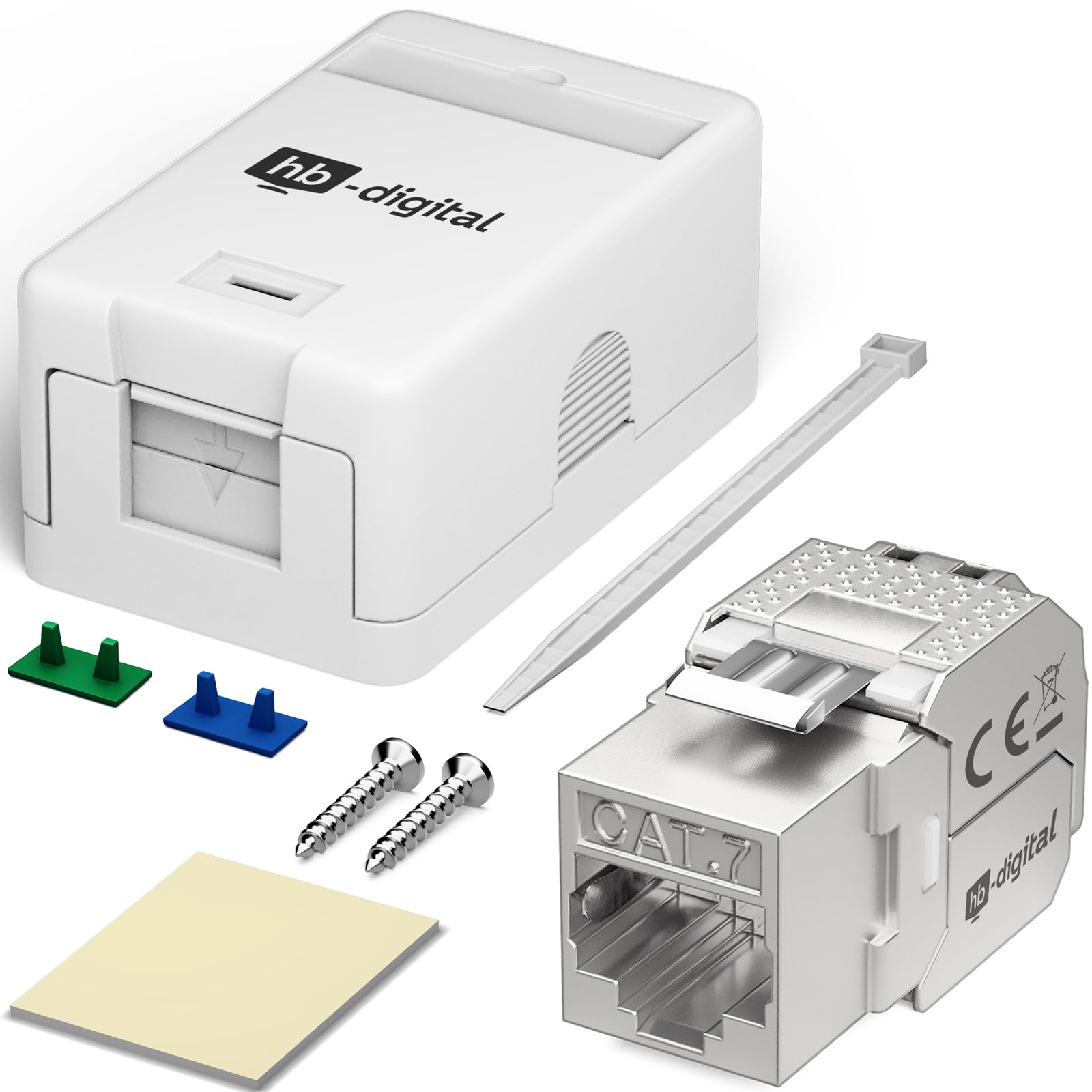 HB-DIGITAL Anschlussbox 1,2 Port Keystone Modul CAT 6,7,8