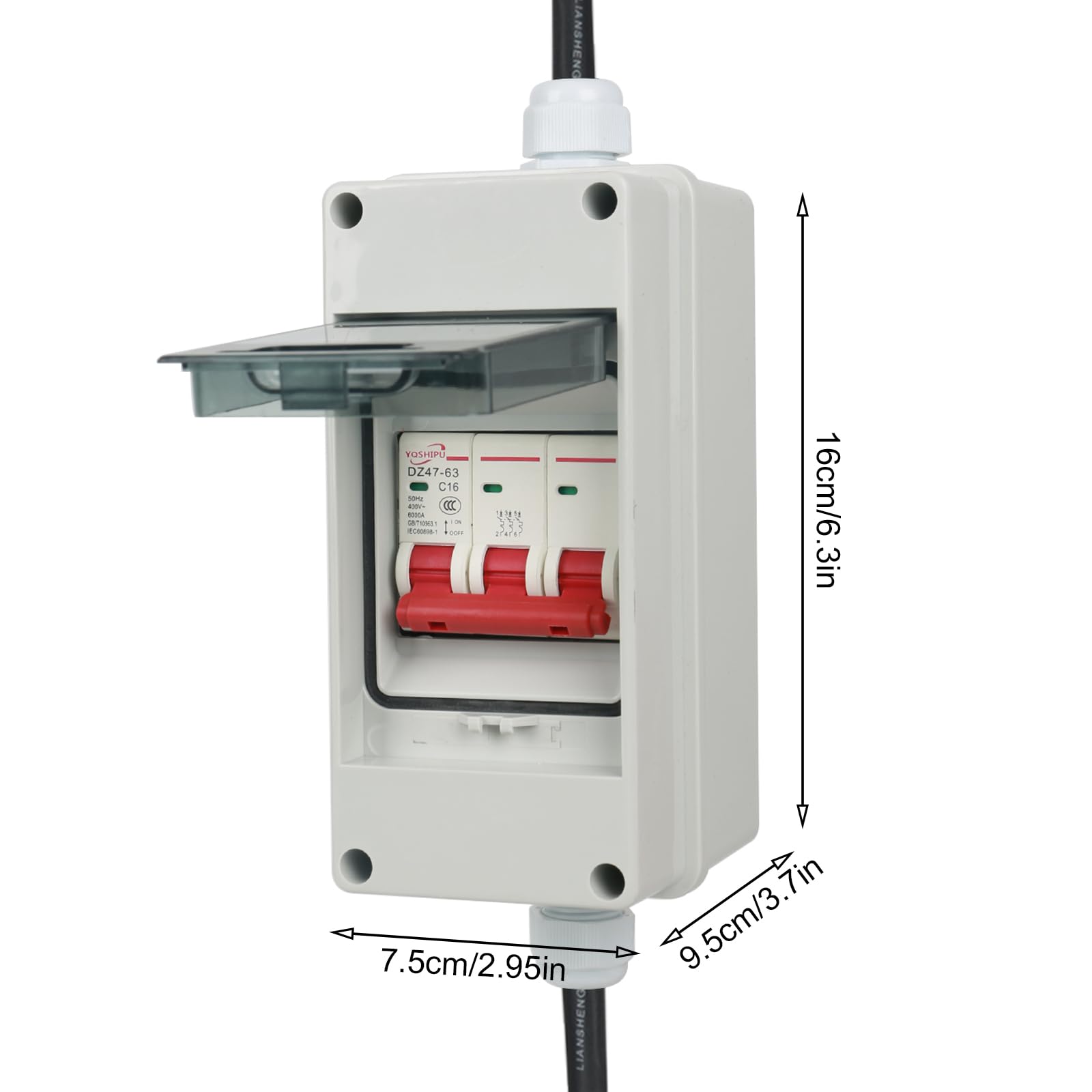Adattatore CEE ad alta corrente, 32A a 16A 5G2.5 5P, spina 32A su presa CEE rossa 16A, spina 32A su 16A accoppiamento con interruttore di protezione del cavo, adattatore CEE ad alta corrente, 2 cavi