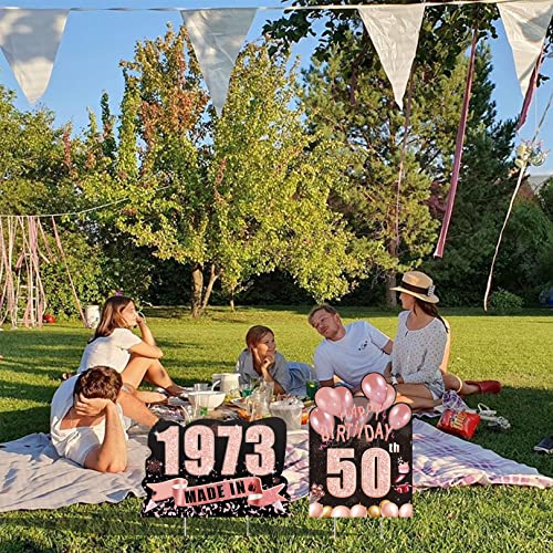 2Pcs Rose Gold 50Th Birthday Yard Sign Decorations For Women, Happy 50Th Birthday Yard Lawn Signs Made In 1973 Birthday Yard Sign With Stakes Outdoor，Happy 50Th Birthday Decorations For Her(Rose Gold - 50Th) #TOP6