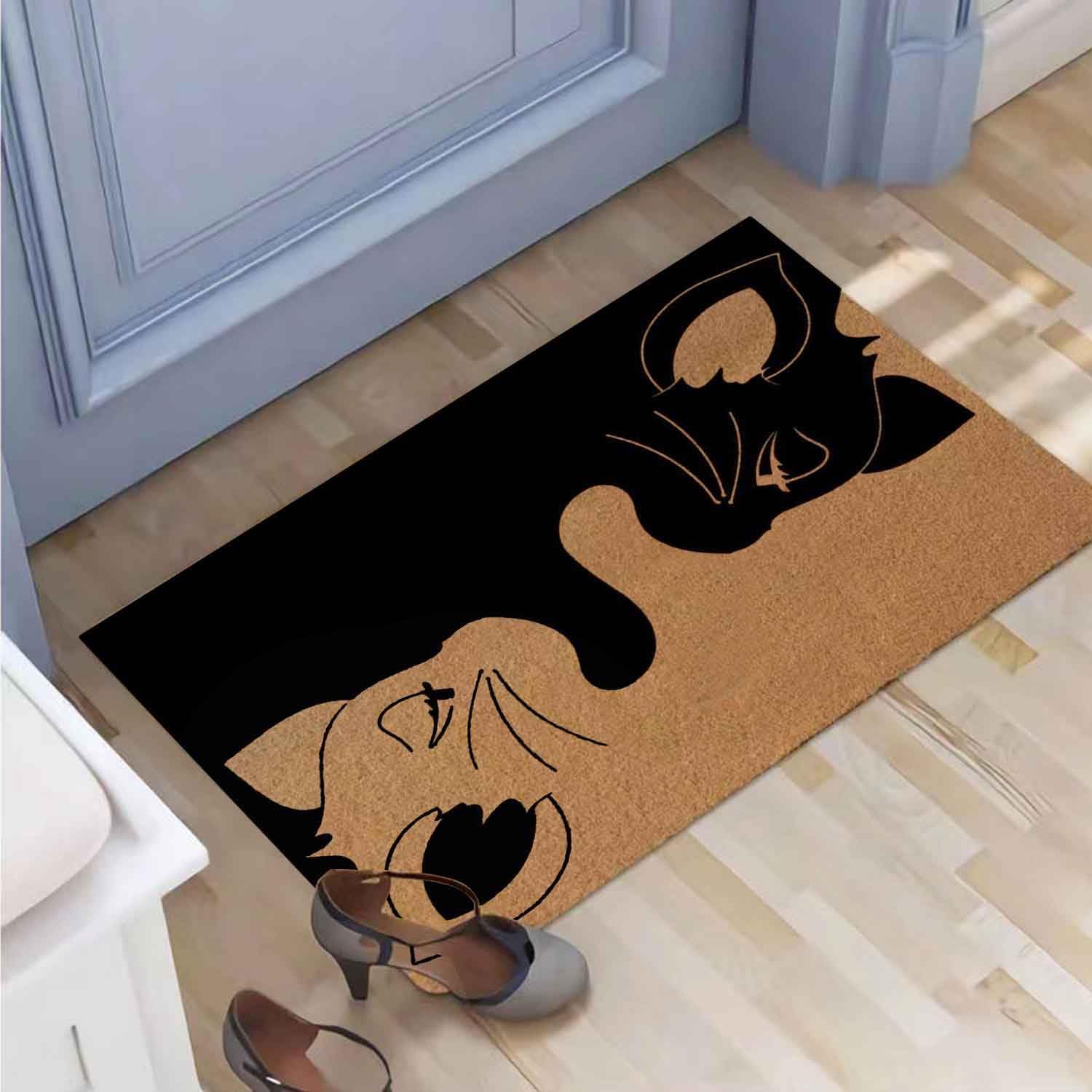 Cute Black and White Cat Doormat - Funny Minimalist Tuxedo Feline Welcome Mat, 29.5" x 17" Non-Slip Entryway Rug, Decorative Kitten Gift for Lovers, Home Decor