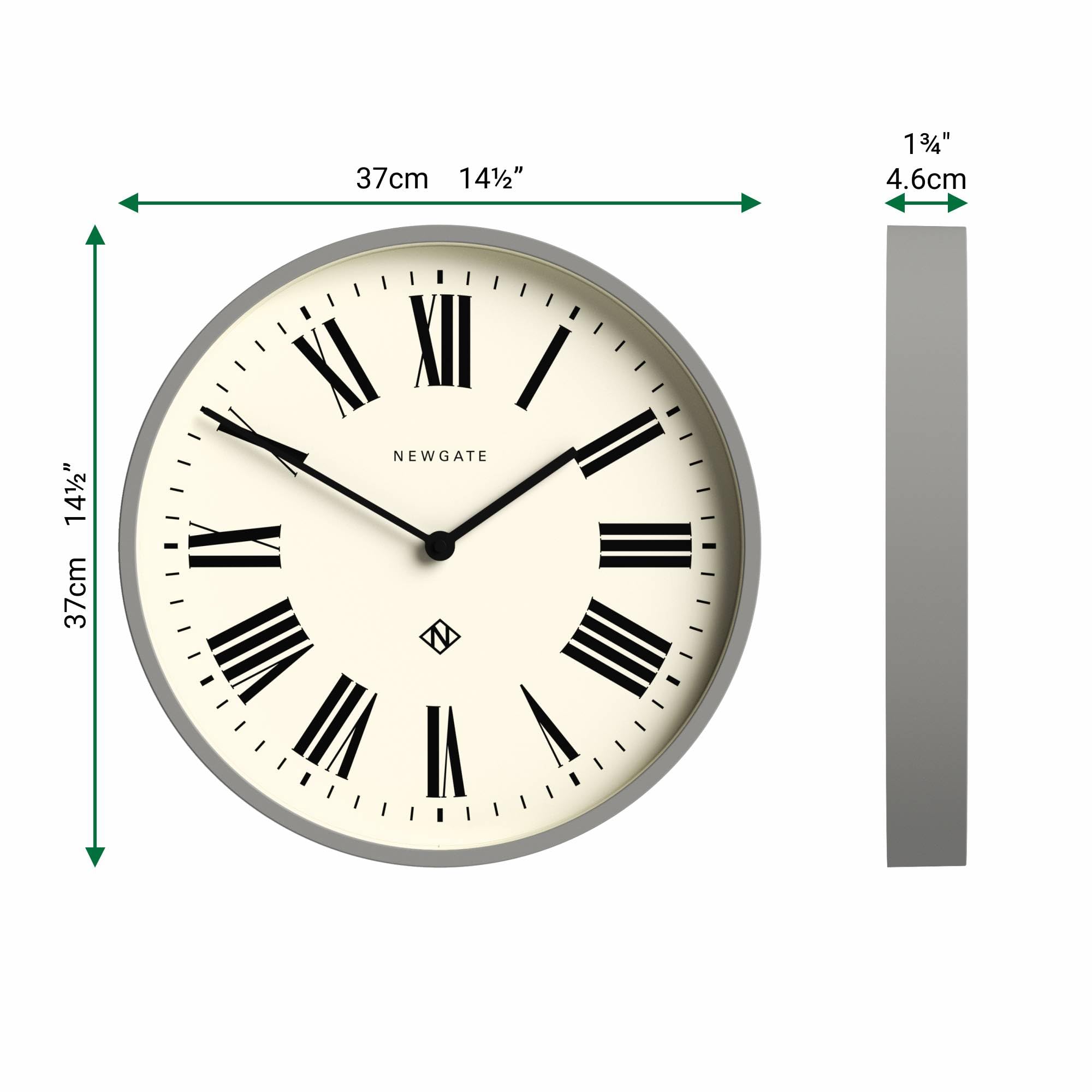 Newgate® Superstore wandklok | Grote retro metalen klok | 40cm | Zwart | Bolle glazen lens | Designstuk voor keuken, woonkamer of kantoor