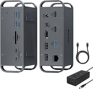 USB C Docking Station Triple Monitor,15 in 1 USB C Dock Laptop Docking Station with Dual HDMI DP 4K@60Hz, 8 USB Ports Max 10Gbps,65W AC Power Adapter,TF/SD Card,Type C hub for MacBook Pro/Air Windows