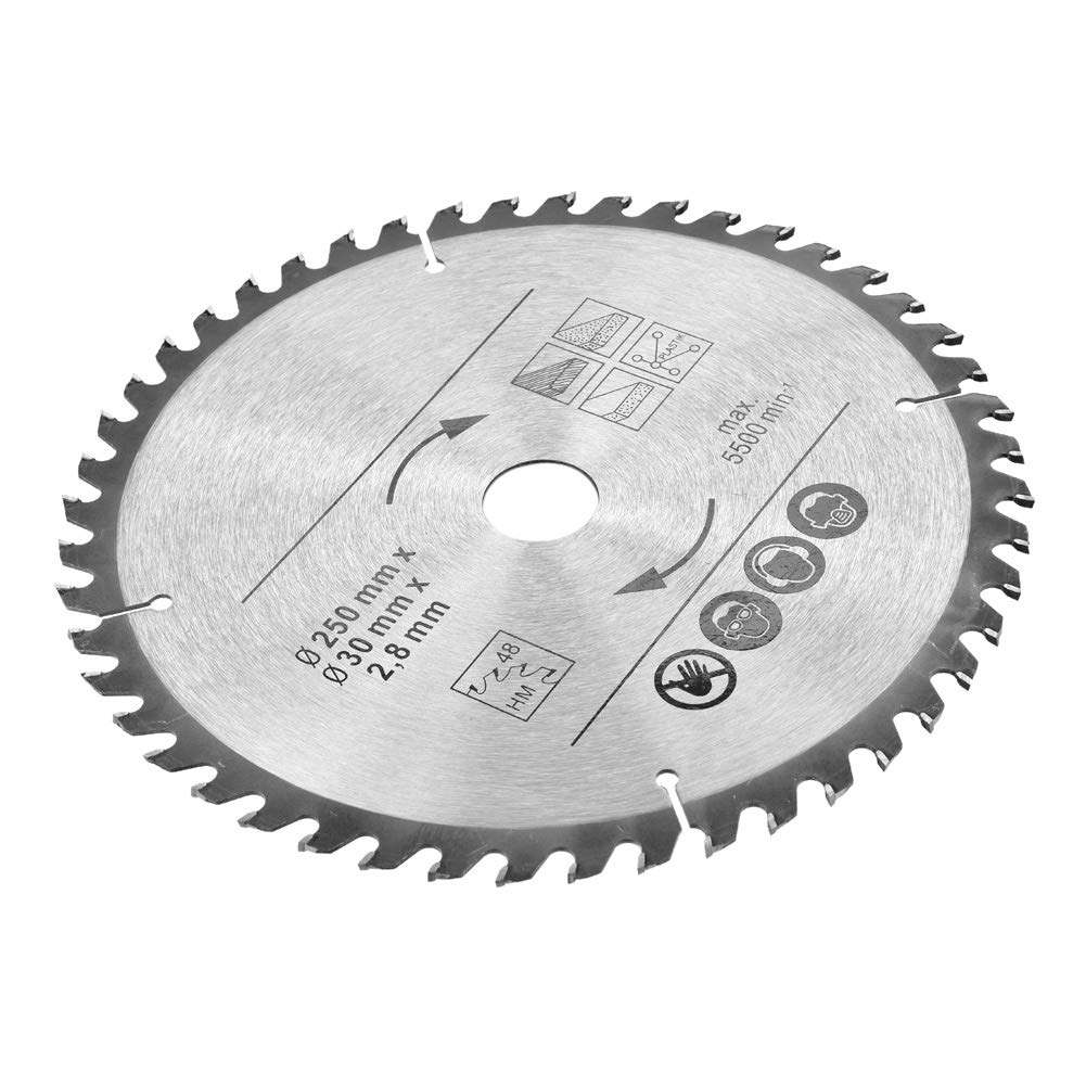 Hoja de Sierra de Circular 250 mm x 30 mm, Disco de TCT Hojas de Sierra Carburo Discos de Sierra 48 Dientes 60 Dientes, para Corte Madera Plásticos Metales No Ferrosos
