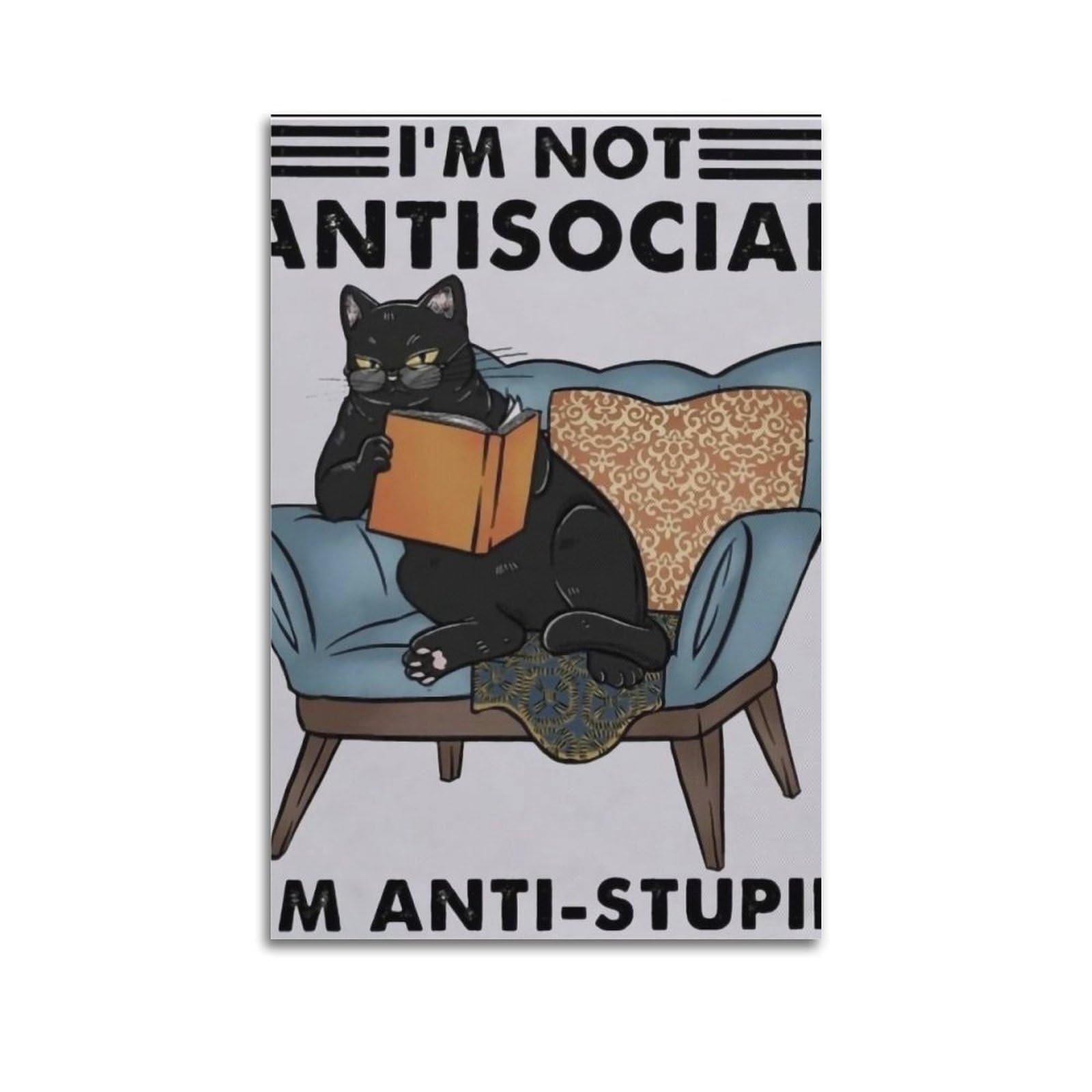 Poster chat noir vintage 60x90 cm impression toile rétro - 6