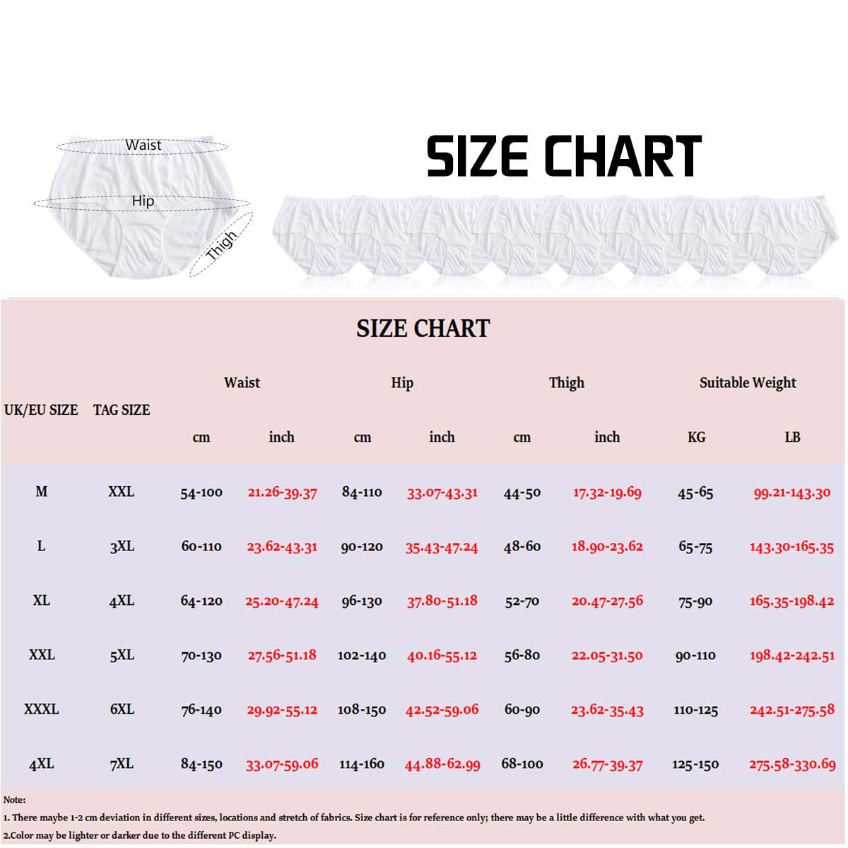 Lot de 8 Slips Jetables Femme en 100% Coton Culottes Jetables Femme Grande Taille sous Vetement Jetable Hopital Maternite Culotte Périodique pour Grossesse Accouchement Voyage Massage, M-4XL