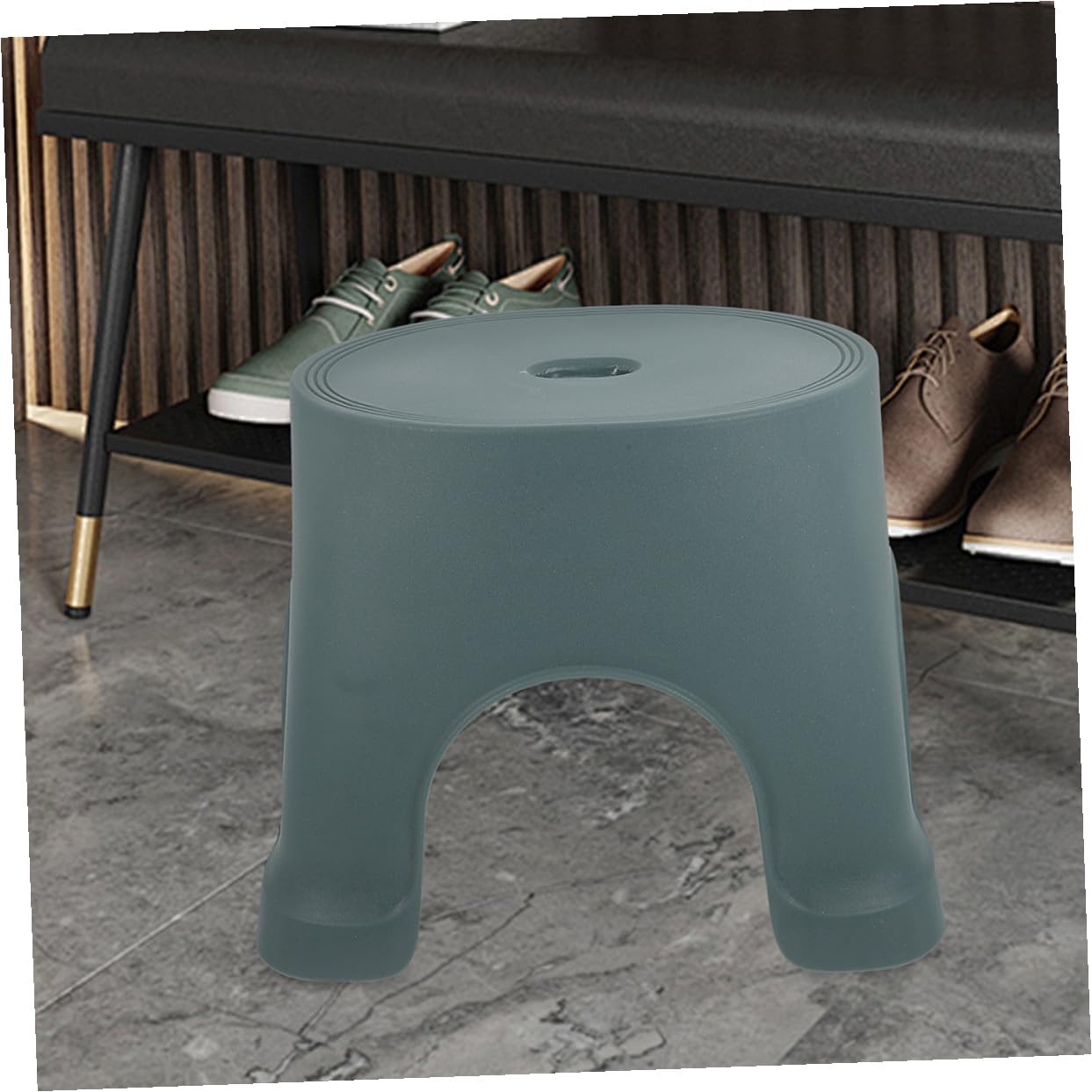 ERINGOGO Rutschfester Kunststoff Badhocker Großer Tritthocker für Badezimmer und Wohnzimmer Vielseitig Einsetzbar Sicherer Toilettenhocker mit Stabilem Leichtem Design in Laufgrün
