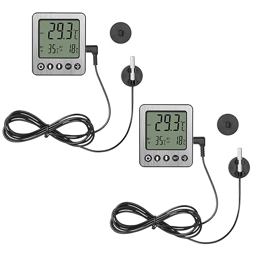 Termómetro de refrigerador con alarma para congelador, termómetro digital para congelador, termómetro para nevera con sensor adicional, alarma de