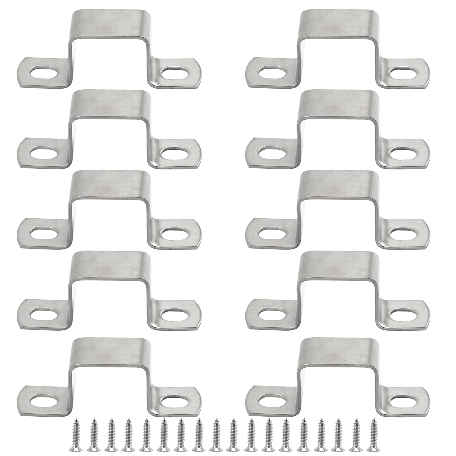304 Stainless Steel Square Pipe Clamps with Screws, 10 Pack 35x35mm U Shaped Strut Connector Bracket Tube Buckle