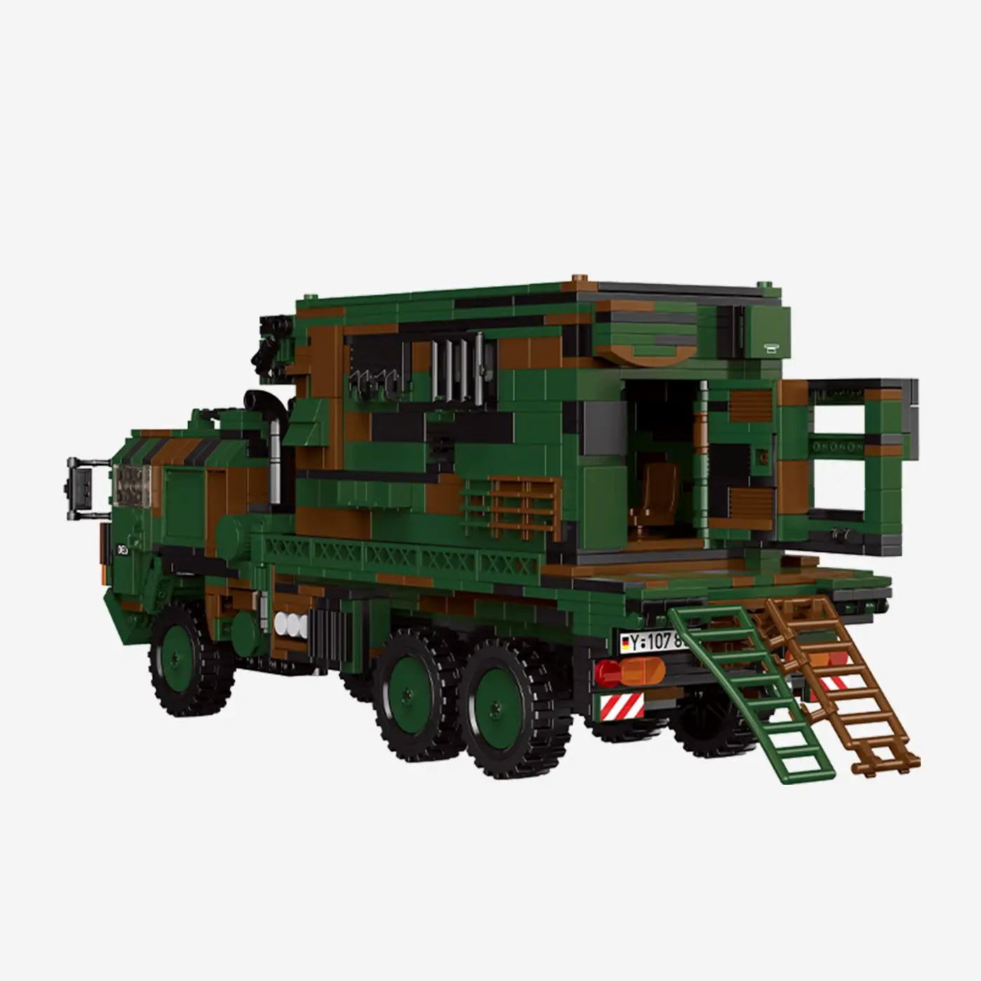 BlueBrixx Patriot Feuerleitstand der Bundeswehr, 1490 Klemmbausteine | Sichtbare Innenausstattung, aufklappbare Türen und Klappen, vier Achsen, Tarnoptik, 340 x 120 x 150 mm, 109771