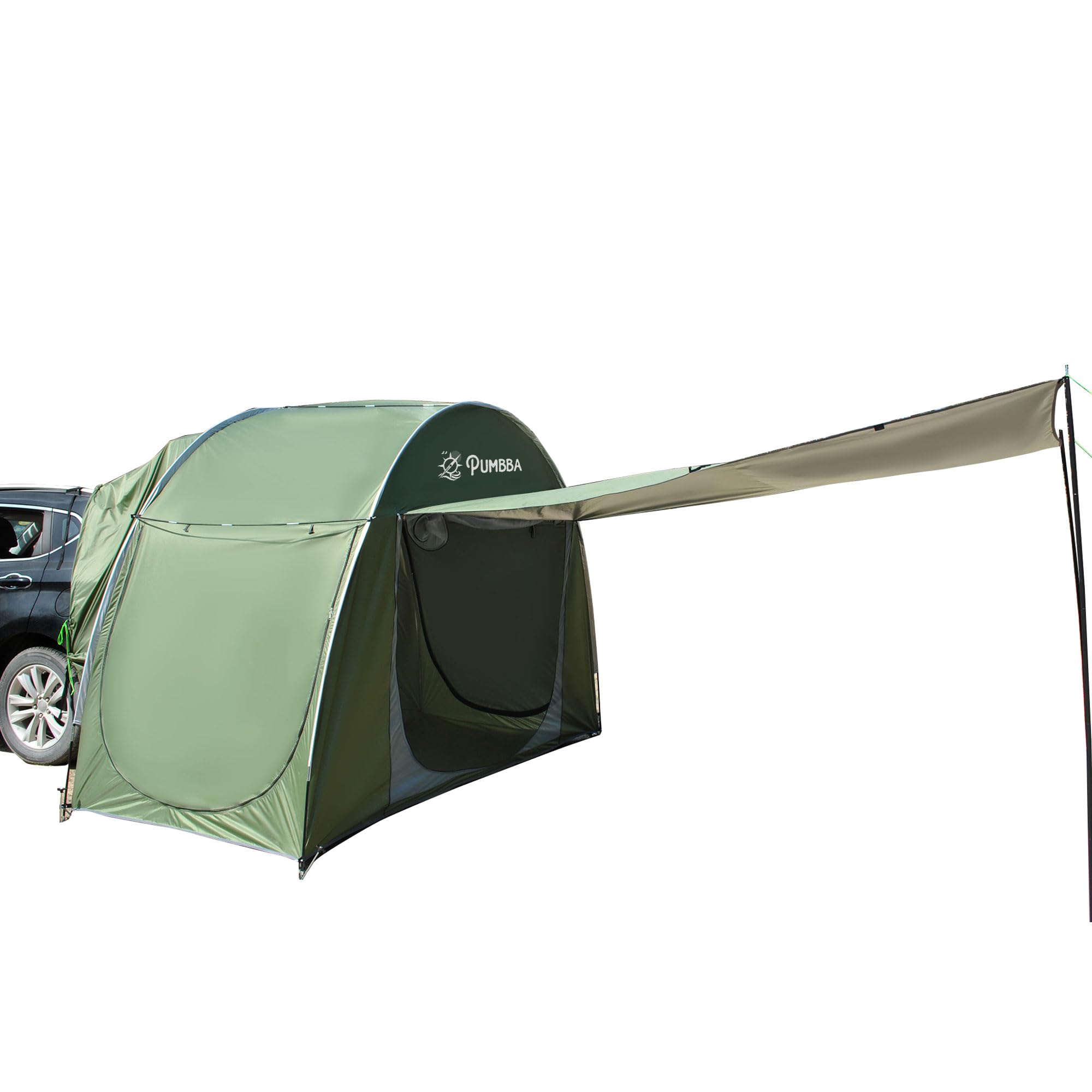 Car Rear Tent Hatchback Tents SUV Camping Tent Tailgate Tent Has Big Screened Room&A Long Awning for 1-4 Person