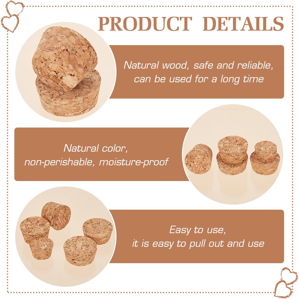 30-Piece Wooden Tapered Cork Stoppers – 6 Sizes For Wine Bottles, Perfume, Jars & Crafts