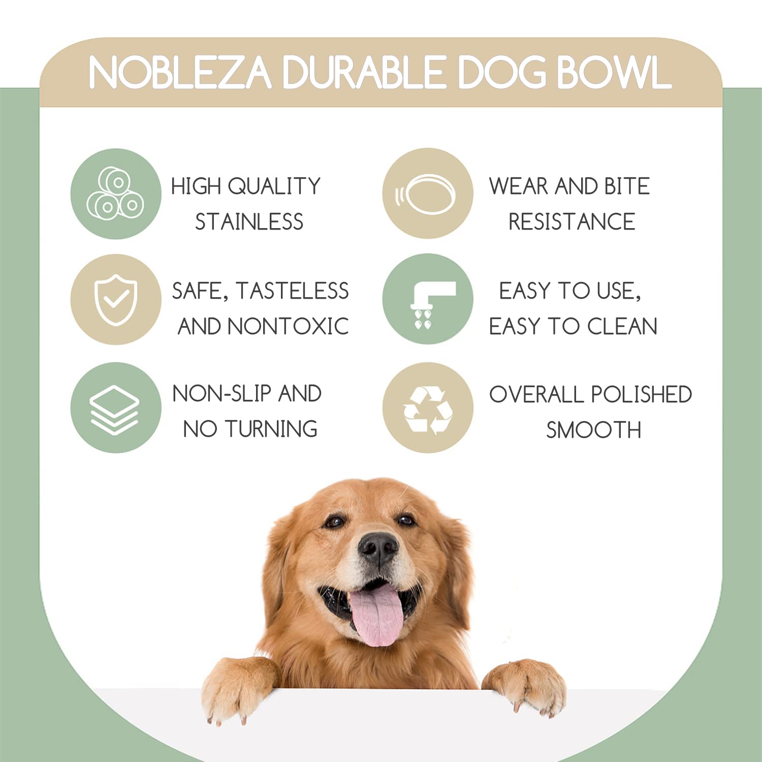 Nobleza - 2 Unidades Cuenco para Perros de Acero Inoxidable， Perros Antideslizante Tazón， Cuenco para Mascotas De Acero Inoxidable con Base De Goma Antideslizante para Perros Medianos/Grandes 22.5 CM