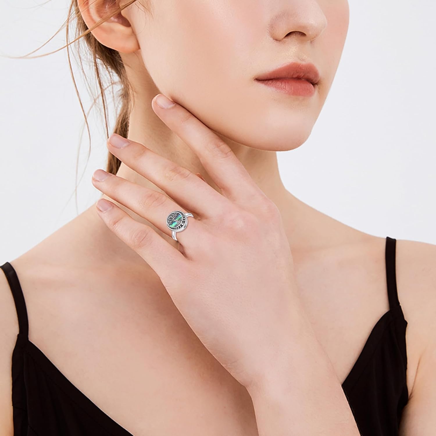 Tree of Life Urn Ring for Ashes 925 Sterling Silver Celtic Knot Family Tree Memorial Keepsake Jewelry Always in My Heart Cremation Ring for Women Men (Moon Phase, 10) - Image 2